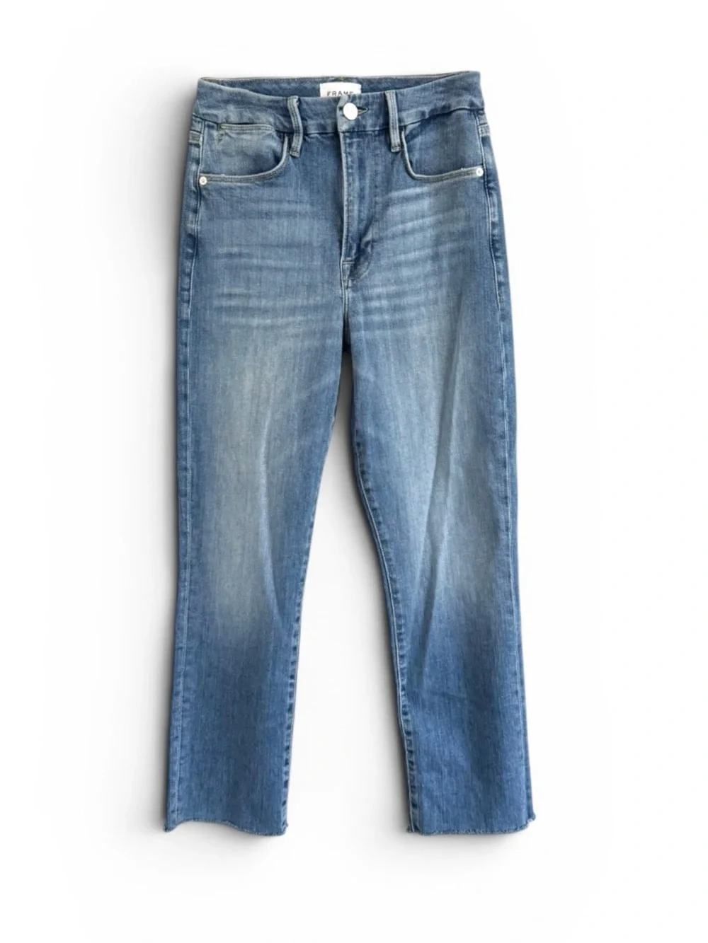 FRAME DENIM LE SUPER HIGH STRAIGHT DRIZZLE RAW AFTER DESIGNER DENIM JEANS SZ 27 - Picture 6 of 6